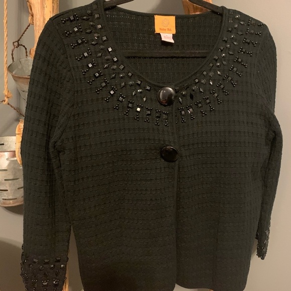 Ruby Rd. Embellished Black Cardigan Size Medium - Picture 2 of 9